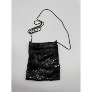 Small Black Metal Mesh Purse Crossbody Chain Strap Eveningwear Formal